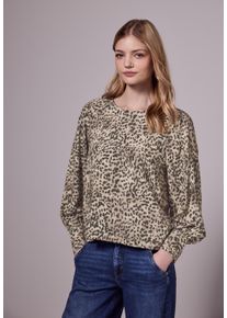Damen Langarmbluse, braun, casual, Gr. 40, STREET ONE STUDIO, bedruckt, Stoff, 100% Viskose, Blusen, aus softer Viskose