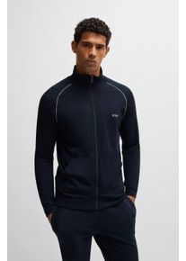 BOSS Herren Sweatjacke "Mix&Match Jacket Z", Gr. S, blau, Sweatware, Obermaterial: 95% Baumwolle, 5% Elasthan, unifarben, kontrastfarbene Details,