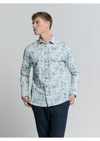 NO EXCESS Herren Langarmhemd "NO EXCESS Stretchhemd mit Print Shirt Stretch Allover Printed", grau, casual, Gr. XL, 97% Baumwolle, 3% Elasthan, Hemden