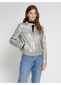 Maze Damen Blouson "42021247", silber, Gr. S, Obermaterial: 100% Lammleder / Futter: 100% Viskose / Ärmelfutter: 100% Polyester, Jacken