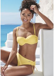 Venice Beach Damen Bandeau-Bikini-Top "Lucky", gelb, Gr. 34, Strukturmuster, Recycling-Polyamid, Bikini-Oberteile, aus gerippter Strukturware