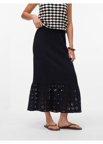 Véro Moda VERO MODA Damen Maxirock "VMNATALI HW ANCLE SKIRT WVN GA", schwarz, modisch, Gr. S, unifarben, Web, Obermaterial: 100% Baumwolle, Röcke