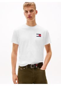 Tommy Jeans Herren T-Shirt "TJM SLIM ESSENTIAL FLAG TEE EXT", weiß, casual, Gr. XXL, Single Jersey, Obermaterial: 100% Baumwolle, Shirts, Mit