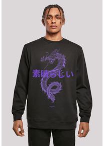 F4NT4STIC Herren Kapuzenpullover "Drache Lila", schwarz, casual, Gr. XL, Obermaterial: 50% Baumwolle, 50% Polyester, Pullover, Print