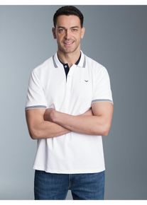 TRIGEMA Herren Poloshirt "TRIGEMA Poloshirt mit kontrastfarbigen Akzenten", weiß, Basic, Gr. S, 100% Baumwolle, Shirts