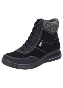 Rieker Damen Winterboots, Gr. 36, schwarz, Veloursleder, Lederimitat, Textil, sportlich, Schuhe, Stiefelette, Outdoorboots mit wasserabweisender