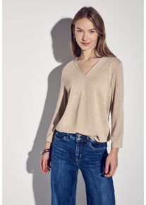 Street One Damen 3/4-Arm-Shirt, beige, casual, Gr. 46, unifarben, Stoff, 80% Polyester, 20% Viskose, Shirts, mit 3/4 Ärmeln