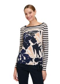 Betty Barclay Damen Kurzarmshirt "Betty Barclay Casual-Shirt mit Tunnelzug", blau, casual, Gr. 38, Jersey, Obermaterial: 50% Modal, 50% Baumwolle.,