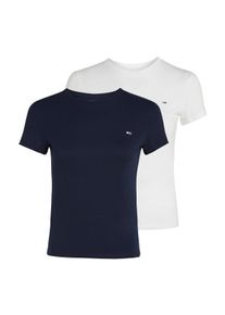 Tommy Jeans Damen T-Shirt "TJW 2PACK C-NECK TEE", blau, casual, Gr. M, unifarben, Single Jersey, Obermaterial: 100% Baumwolle, Shirts, mit