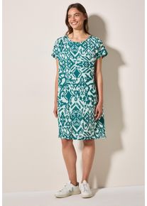 Cecil Damen Sommerkleid, grün, casual, Gr. L, bedruckt, Stoff, 55% Leinen, 45% Viskose, Kleider, aus Leinen