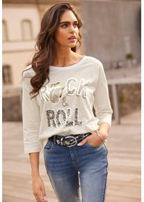 Heine Damen 3/4-Arm-Shirt "Shirt", beige, Gr. 38, gemustert, unifarben, bedruckt, 100% Baumwolle, Shirts
