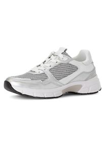 Gabor Damen Keilsneaker "FLORENZ", Gr. 37, silber, Textil, Leder, sportlich, Schuhe, Freizeitschuh, Halbschuh, Schnürer, Kontrastbesatz, Weite G