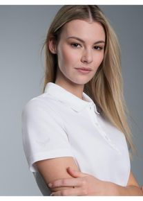 TRIGEMA Damen Poloshirt "TRIGEMA Poloshirt Slim Fit", weiß, Basic, Gr. XL, 100% Baumwolle, Shirts