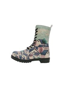 DOGO Damen Schnürboots "Zipsy Buildings Damen Stiefel / Female", Gr. 39, bunt, Lederimitat, Schuhe, Vegan