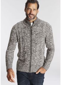 MAN'S WORLD MAN'S WORLD Herren Strickjacke "Bis Größe 5 XL", weiß, casual, Gr. L, Zopfmuster, Strick, Obermaterial: 50% Baumwolle, 50% Polyacryl, Strickjacken,