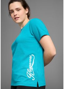 Kangaroos Damen T-Shirt, blau, casual, Gr. 52, unifarben, Obermaterial: 95% Baumwolle, 5% Elasthan, Shirts, Kurzarm, figurumspielend, unifarben,