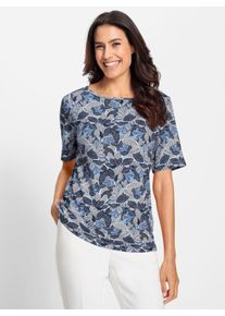 Inspirationen Damen Print-Shirt "Shirt", blau, Gr. 38, geblümt, gemustert, mehrfarbig, bedruckt, 95% Viskose, 5% Elasthan, Shirts