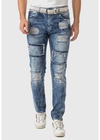 Cipo & Baxx CIPO & BAXX Herren 5-Pocket-Jeans "Jeans", blau, casual, Gr. 34, unifarben, 99% Baumwolle;1% Elasthan, Jeans, im Used-Look