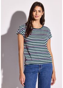 Street One Damen T-Shirtschwarz garden grün, casual, Gr. 36, gestreift, Stoff, 95% Viskose, 5% Elasthan, Shirts, aus softer Viskose