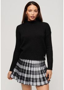 Superdry Damen Strickpullover "Essential Mock Neck Jumper", schwarz, casual, Gr. XXS, unifarben, Strick, Obermaterial: 50% Polyacryl, 20% Polyester,