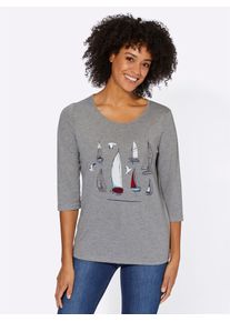 Classic Basics Damen 3/4-Arm-Shirt "Shirt", grau, Gr. 46, gemustert, mehrfarbig, bedruckt, 100% Baumwolle, 50% Baumwolle, 50% Polyester, Shirts