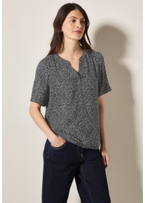 Cecil Damen Kurzarmbluse, blau, casual, Gr. XL, gemustert, Stoff, 100% Viskose, Blusen, aus softer Viskose