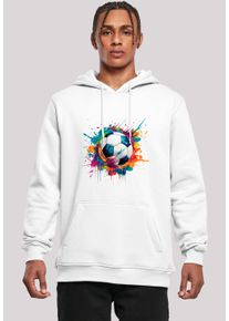 F4NT4STIC Herren Kapuzenpullover "Bunte Fußball Grafik", weiß, casual, Gr. XS, Obermaterial: 65% Baumwolle, 35% Polyester, Pullover, Premium Qualität