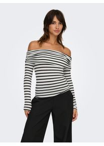 Only Damen Langarmshirt "ONLGLAMOUR L/S OFF SHOULDER TOP CC JRS", schwarz-weiß, modisch, Gr. M, gestreift, Jersey, Obermaterial: 60% Polyester, 35%