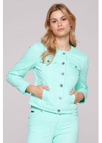 SOCCX Damen Jeansjacke, blau, casual, Gr. M, unifarben, Material: 85% Baumwolle, 12% Polyester, 3% Elasthan, Jacken, mit Brusttaschen