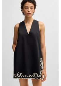 BOSS Orange Damen Blusenkleid "C_Dembrolai", schwarz, casual, Gr. 34, unifarben, Web, Obermaterial: 100% Baumwolle, Kleider, mit Stickerei