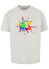 Merchcode Herren T-Shirt "Merchcode Herren Color Splash Player Heavy Oversized Tee", grau, casual, Gr. XS, bedruckt, 100% Baumwolle, Shirts