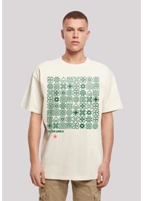 F4NT4STIC Herren T-Shirt "Muster Grün Symbole", beige, casual, Gr. L, Obermaterial: 100% Baumwolle, Shirts, Print