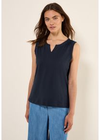 Cecil Damen T-Shirt, blau, casual, Gr. XL, unifarben, Web, 100% Baumwolle , Shirts, mit geschlitztem Rundhalsausschnitt