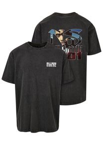 MisterTee Herren T-Shirt "MisterTee Herren Nas Stillmatic Acid Washed Oversize Tee", schwarz, casual, Gr. S, bedruckt, 100% Baumwolle, Shirts