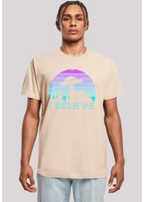 F4NT4STIC Herren T-Shirt "I BELIEVE UFO Alien Raumschiff Retro", beige, casual, Gr. XXL, Obermaterial: 100% Baumwolle, Shirts, Premium Qualität