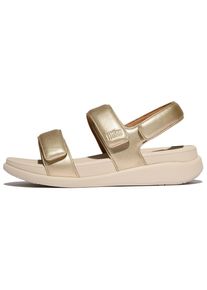 fitflop Damen Sandale "F-MODE GO", Gr. 39, grau, Lederimitat, unifarben, metallic, casual, Schuhe, Keilsandale, Klettschuh, Sommerschuh mit
