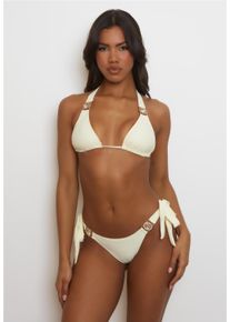 MODA MINX Damen Bikini-Hose "Amour Tie Side Brazilian", beige, Gr. M, unifarben, 82% Polyamid, 18% Elasthan, Badehosen, mit stilvollem Steinbesatz