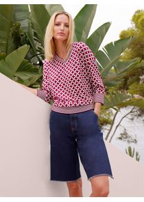 Heine Damen 3/4-Arm-Shirt "Druck-Shirt", rot, Gr. 46, gemustert, mehrfarbig, bedruckt, 95% Polyester, 5% Elasthan, Shirts