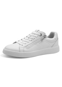 Tamaris Damen Plateausneaker, Gr. 36, weiß, Leder, Lederimitat, unifarben, sportlich, Schuhe, Freizeitschuh, Halbschuh, Schnürschuh mit Ziernähten