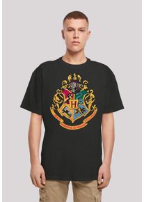F4NT4STIC Herren T-Shirt "Harry Potter Hogwarts Crest Gold", schwarz, casual, Gr. S, Obermaterial: 100% Baumwolle, Shirts, Print