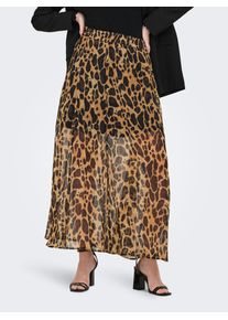 Only Damen Faltenrock "ONLASTA LIFE SLIT ANKEL SKIRT PTM"schwarz aop:warm leo, modisch, Gr. XS, bedruckt, Jersey, Obermaterial: 100% Polyester, Röcke