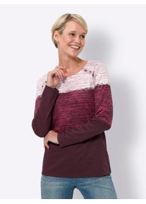 Classic Basics Damen Langarmshirt "Rundhals-Shirt"orchidee, burgund, bedruckt, Gr. 44, gemustert, gestreift, mehrfarbig, 100% Baumwolle, Shirts