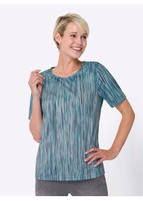 Classic Basics Damen Kurzarmshirt "Kurzarm-Shirt", bunt, Gr. 46, gemustert, gestreift, mehrfarbig, 100% Polyester, Shirts