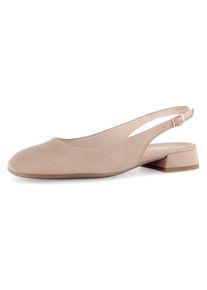 Gabor Damen Slingpumps "RHODOS", Gr. 35, beige, Ziegenveloursleder, unifarben, elegant, Schuhe, Blockabsatz, Businessschuh, verstellbares Riemchen,