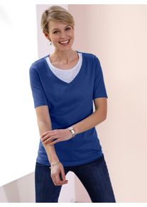 Classic Basics Damen Kurzarmshirt "2-in-1-Shirt", blau, Gr. 38, unifarben, 100% Baumwolle, Shirts