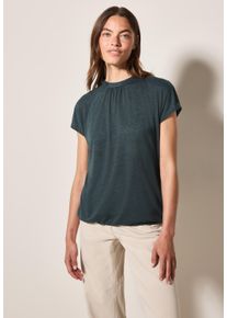 Cecil Damen Rundhalsshirtslate khaki, casual, Gr. S, unifarben, Stoff, 65% Polyester, 35% Viskose, Shirts, mit Rundhalsausschnitt