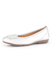 Gabor Damen Ballerina, Gr. 40, silber, Glattleder, metallic, modisch, Schuhe, flache Schuhe, Slipper mit Hovercraft Luftkammern-Laufsohle