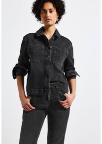 Street One Damen Jeansjacke, schwarz, casual, Gr. 44, unifarben, Denim/Jeans, Obermaterial: 94% Baumwolle, 5% Elastomultiester, 1% Elasthan, Jacken,