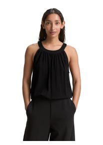 Tom Tailor Damen Blusentop, schwarz, casual, Gr. 34, unifarben, Obermaterial: 100% Viskose, Blusen, mit Neckholder Ausschnitt