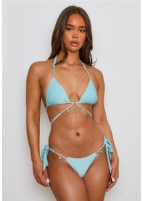 MODA MINX Damen Triangel-Bikini-Top "Lumiere Seychelles", blau, Gr. L, unifarben, 85% Polyester, 8% Elasthan, 7% Metall, Bikini-Oberteile, mit